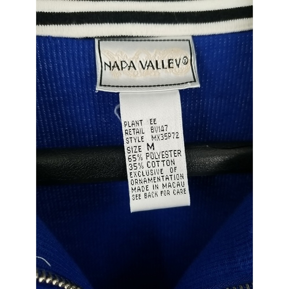2 PC Napa Valley Jacket Medium & Pants Small Set Embroidered Zipper Front Blue - Picture 5 of 9